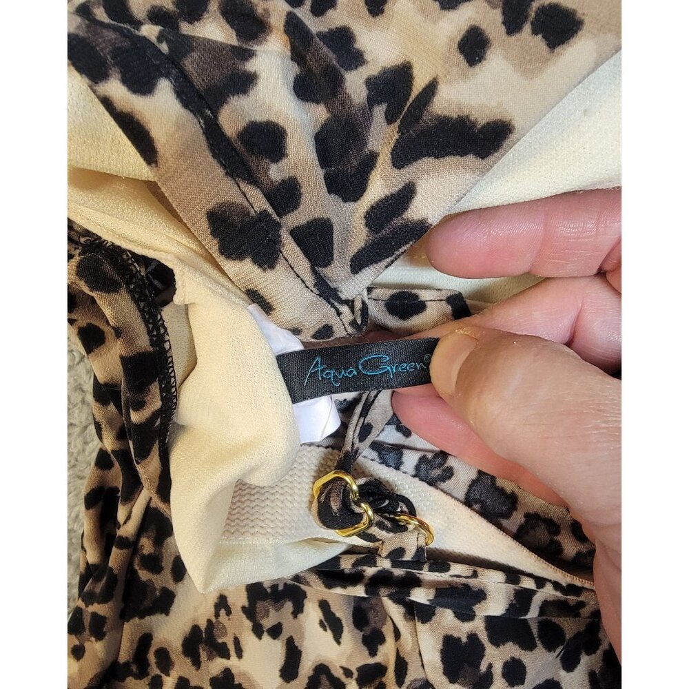 Aqua Green Tiered Leopard Print Tankini.  Size:  1X - Picture 5 of 16